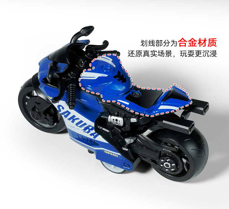 Cross-border children's toys, boy alloy simulation rebound motorcycle ornaments, motorcycle claw machine toy gifts pic 7