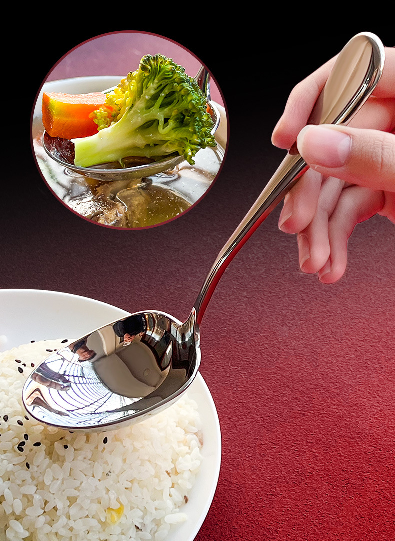 不锈钢勺子304材质大汤勺加深勺头餐厅家用高端勺子不锈钢高颜值详情9