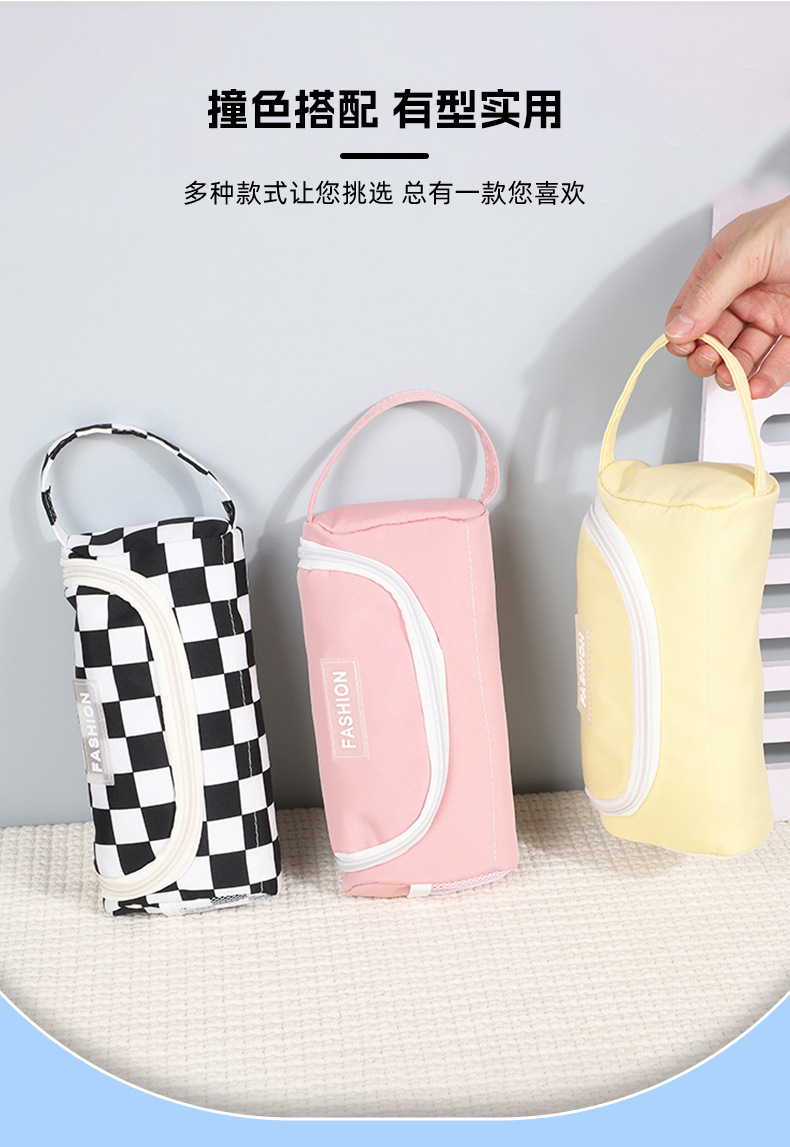 手提大容量笔袋高颜色简约收纳包耐脏文具袋可爱学生笔袋果冻文具详情3