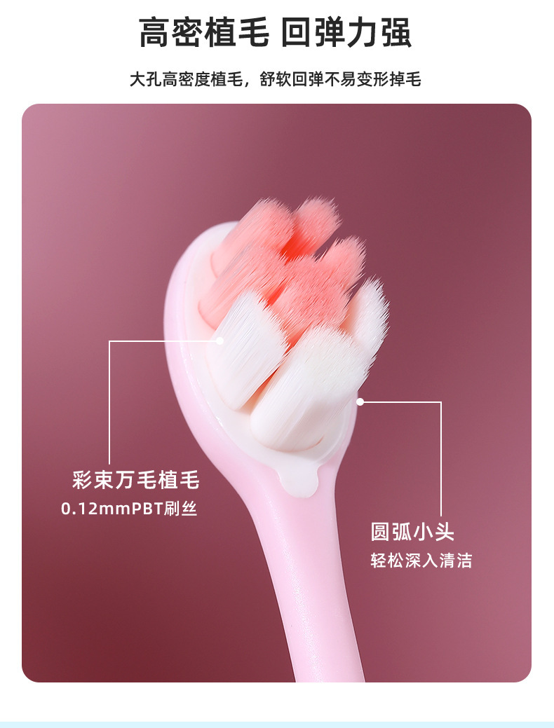 猫爪云柔万毛牙刷三支成人家用情侣卡通学生超细软毛牙刷厂家批发详情6