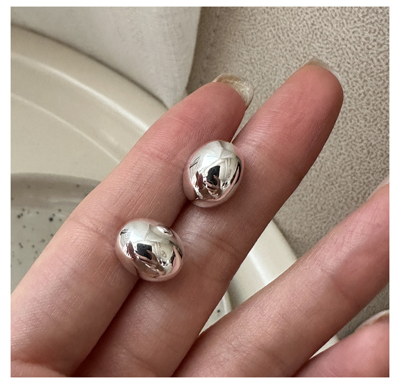 S925 sterling silver Korean version niche design style Bean earrings, Korean simple and fashionable commuter earrings wholesale pic 6