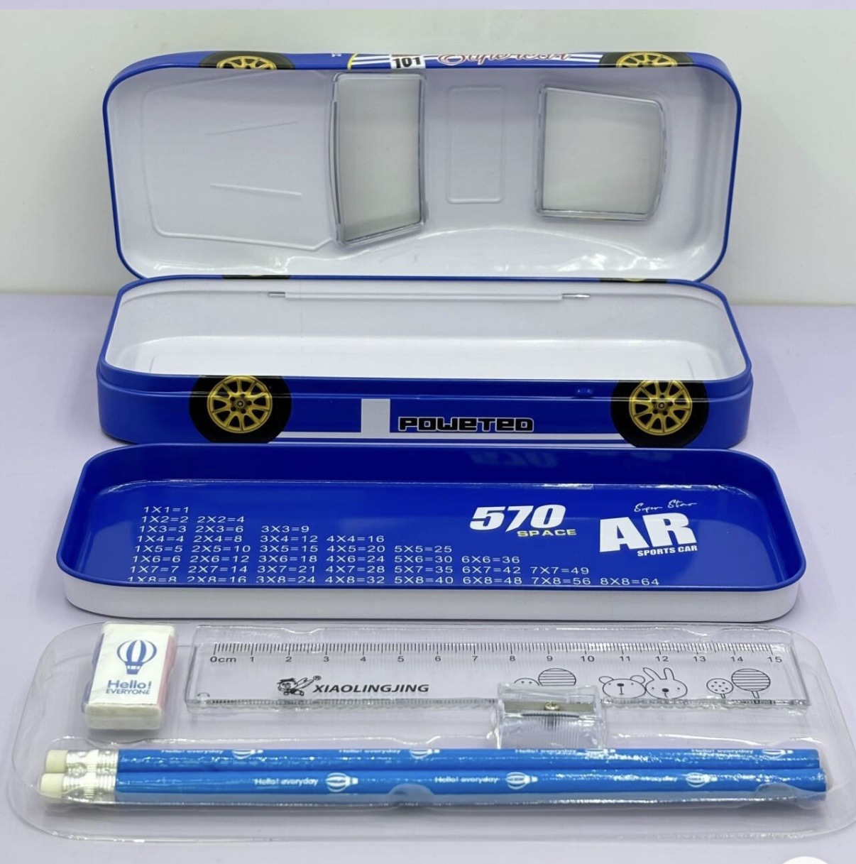 小灵精汽车文具套装铁笔盒造型文具盒儿童卡通男孩小学文具盒详情6