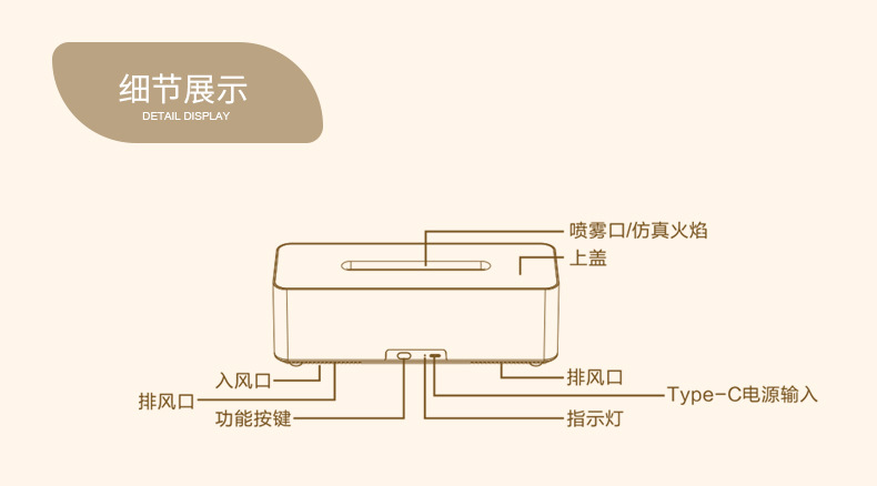 Creative 3D simulation flame aroma diffuser, home fragrance machine, bedroom seven-color atmosphere night light, desktop flame humidifier pic 15