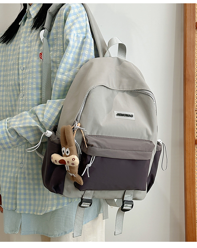 跨境新款学院风百搭双肩包初高中学生上课书包撞色洋气轻便双背包详情12