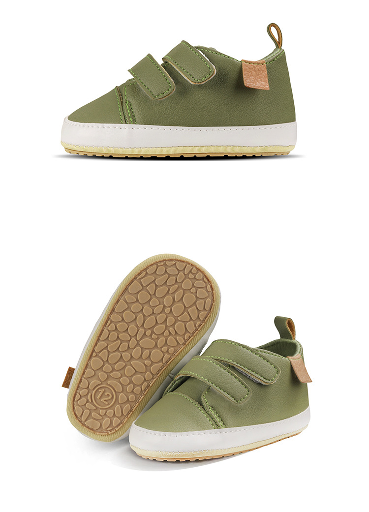 春秋0-1岁婴儿学步鞋PU魔术贴 男女宝宝波鞋室内外皮鞋软底详情5