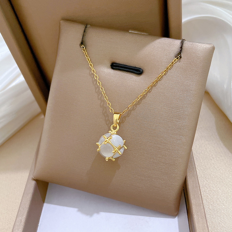 【钛钢】猫眼小球简约个性时尚轻奢气质华丽项链女百搭锁骨链钛钢详情8