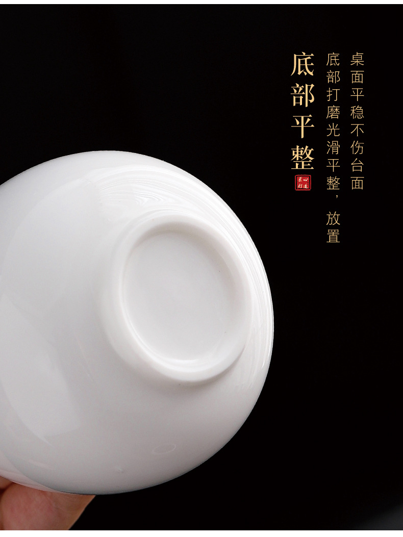 陶瓷主人杯单杯羊脂玉白瓷茶具品茗杯家用茶杯百家姓刻字logo礼品详情13