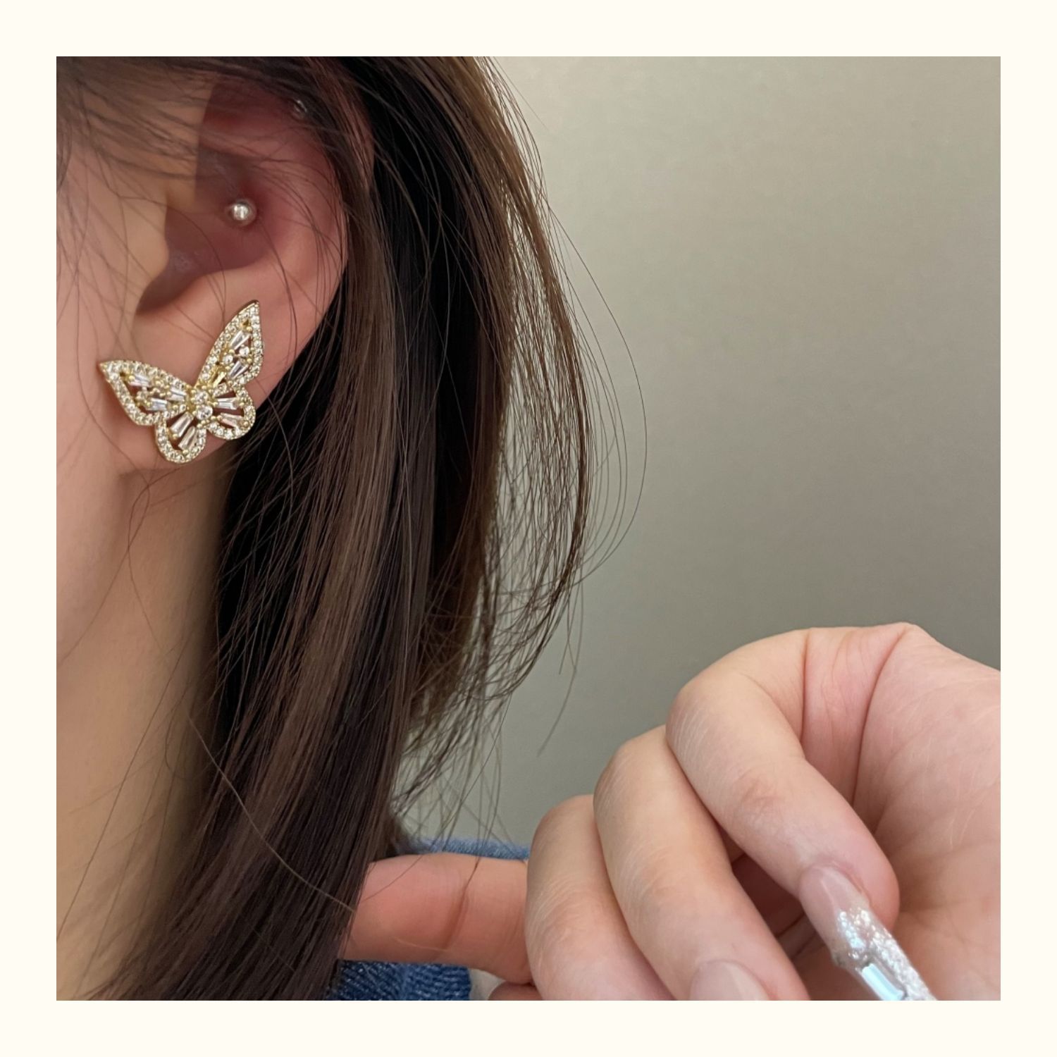 The 2025 new trendy zircon micro-set diamond exquisite small butterfly silver needle earrings exude an ethereal charm and are elegant golden earrings pic 4