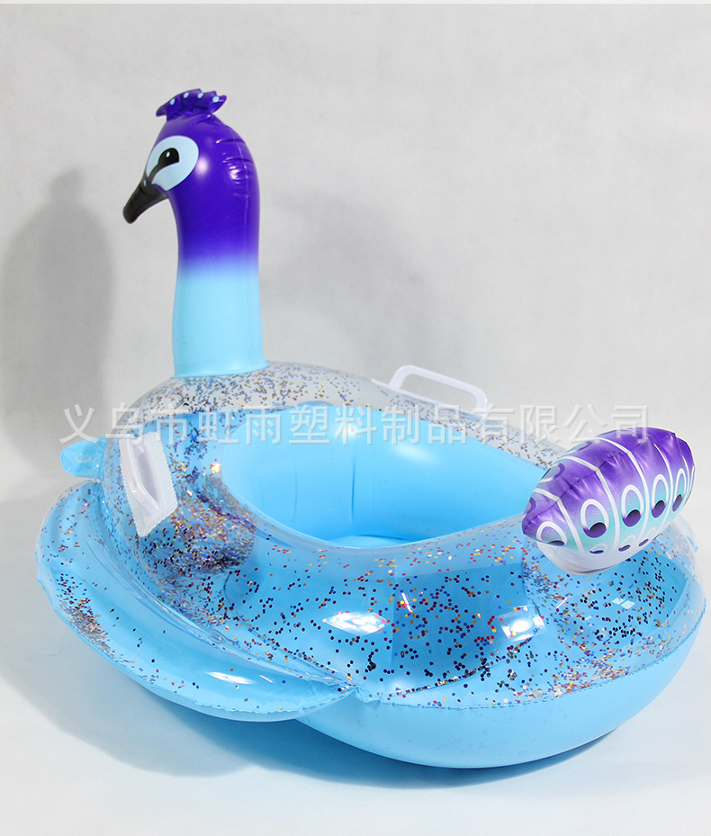 孔雀艇带翼亮片充气儿童游泳圈婴儿坐圈防侧翻座圈批发运动户外游泳用品详情8