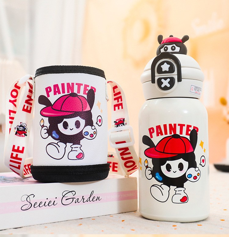 新款公仔儿童保温杯316不锈钢双饮吸管杯可爱幼儿园宝宝专用水杯详情11