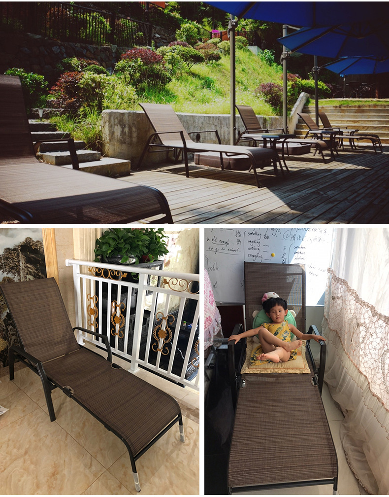 紫叶户外休闲躺椅沙滩椅躺床泳池午休阳台庭院折叠椅室外防水防晒详情5