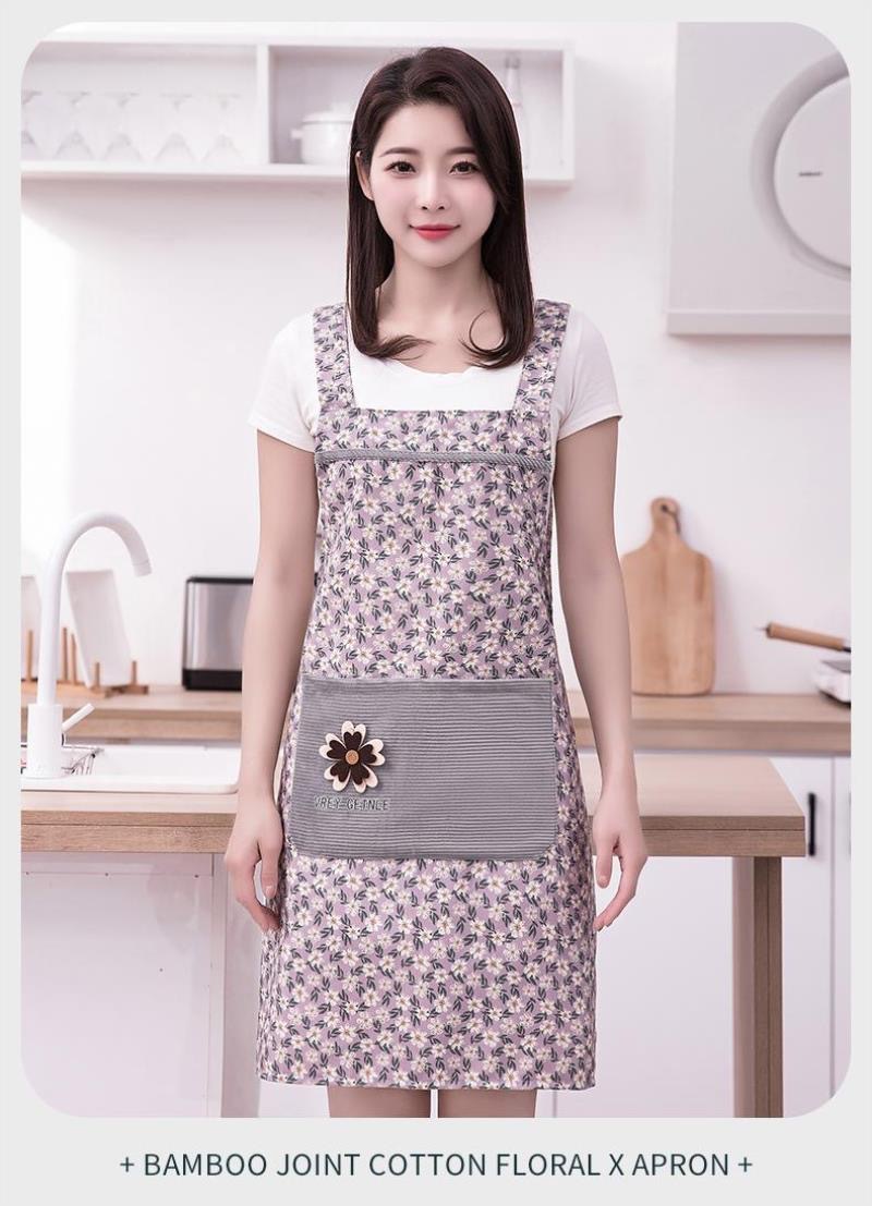 新款雏菊工作服围腰厨房罩衣干活防脏家用竹节棉做饭服装展示道具模特服装配饰详情16