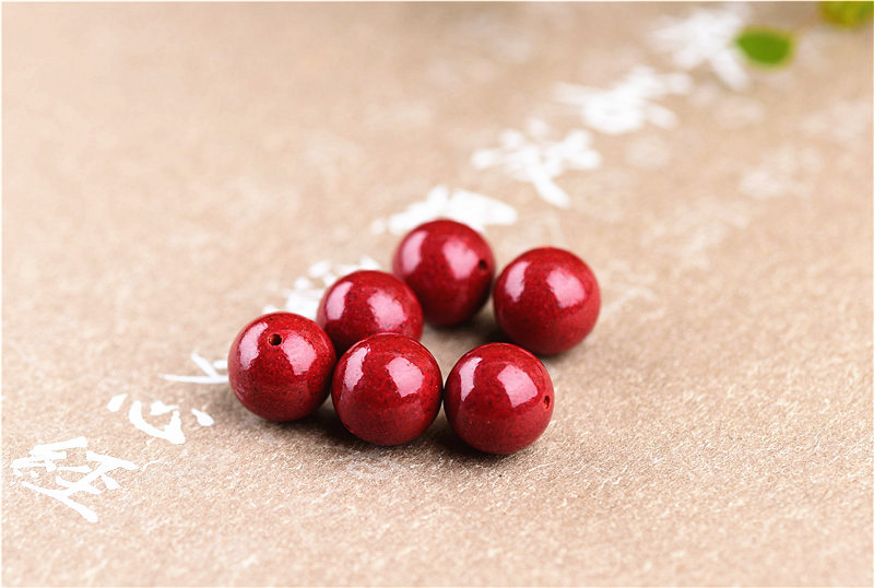 Jiuya Crystal natural raw ore cinnabar loose beads, purple gold sand round beads, semi-finished products, imperial red sand decorative beads pic 12