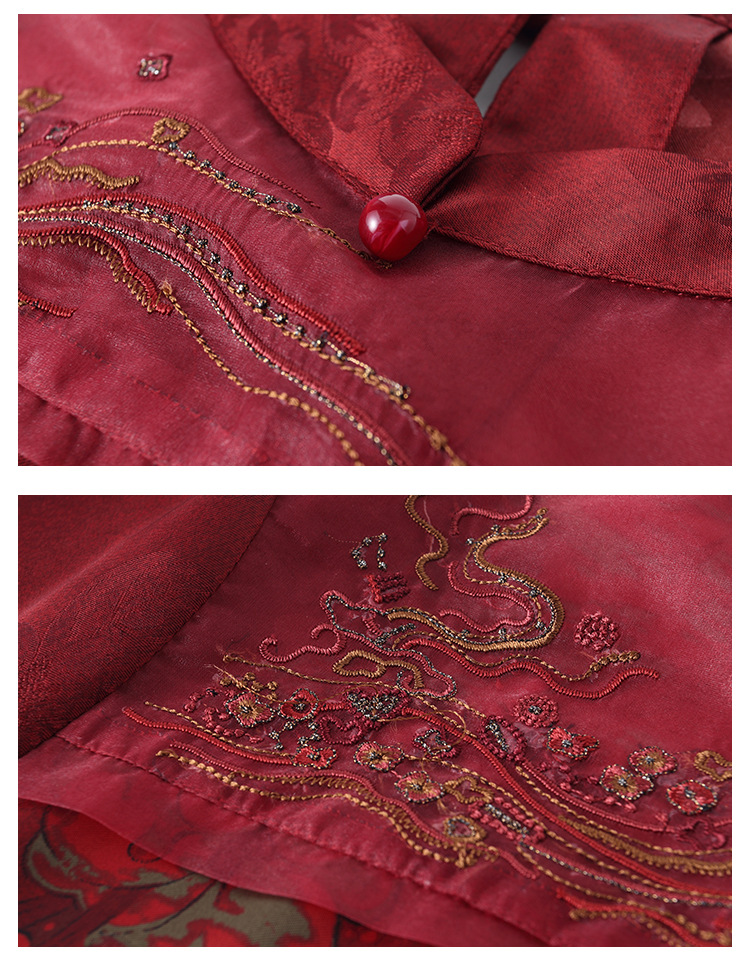 真丝连衣裙2024夏季新款桑蚕丝短袖新中式旗袍领中长裙中年妈妈裙详情21