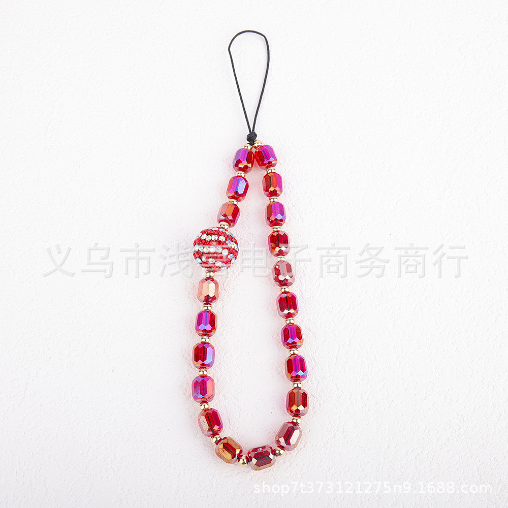 新年款中国风手机链 国潮红色葫芦宝石富婆手机挂链 串珠财神挂饰详情1