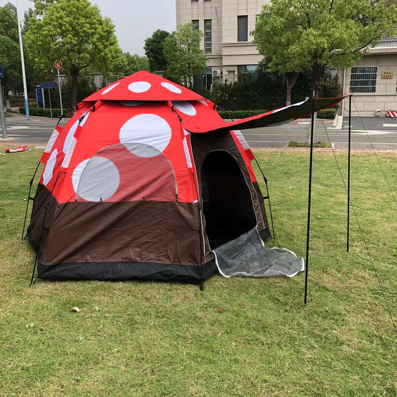 Outdoor mushroom house, hexagonal tent, canopy, sun umbrella, camping, portable folding quick-opening rainproof automatic tent pic 17