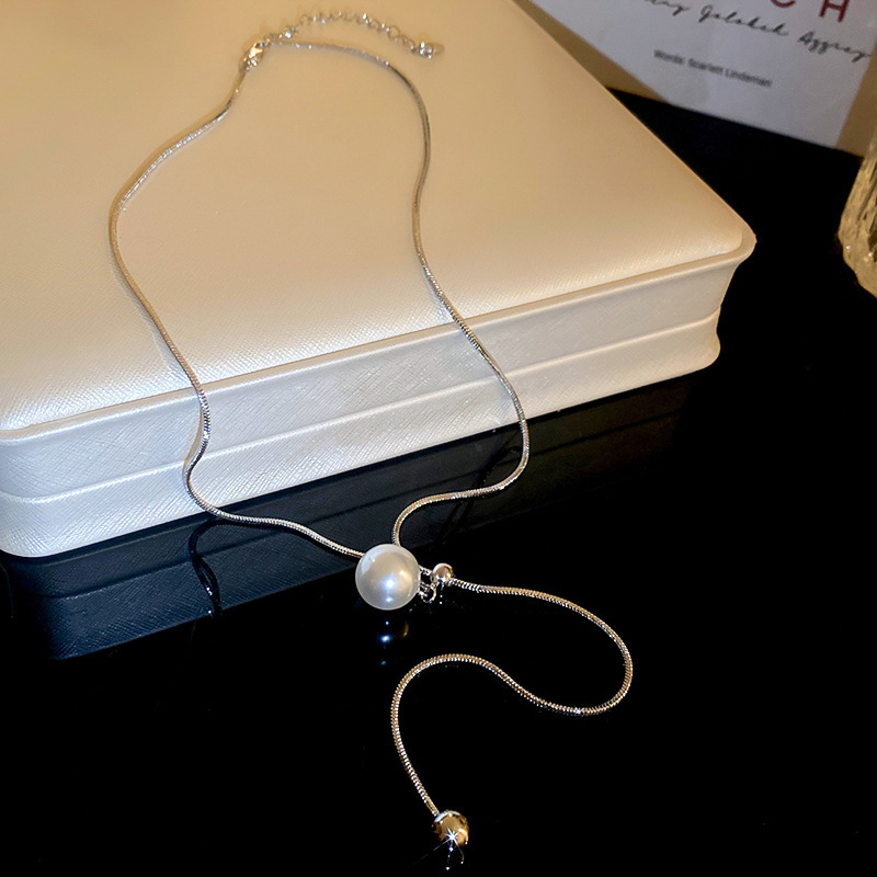 Irregular long pearl necklace, French light luxury style, sweater chain, niche simple and high-end necklace wholesale for women pic 32