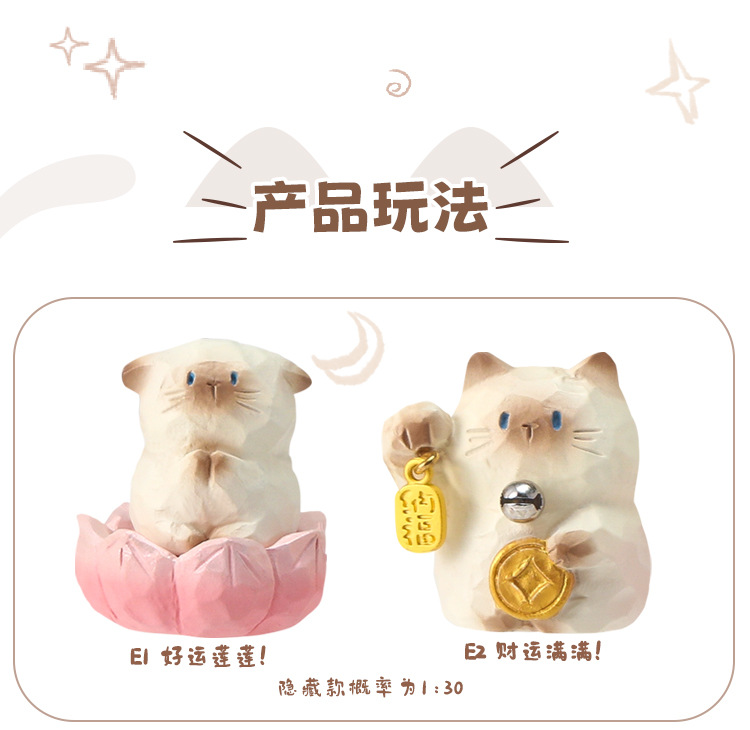猫猫水晶PAI情绪盲盒 卡通可爱桌面树脂工艺品摆件节日送礼盲盒详情11