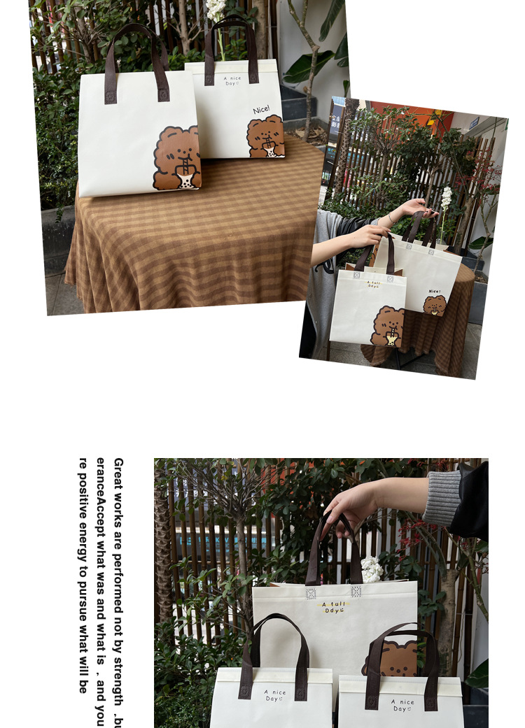 Wholesale thickened laminated non-woven fabric bags, takeout packaging bags, shopping eco-friendly bags, fast food bags, takeout bags, insulation pic 8