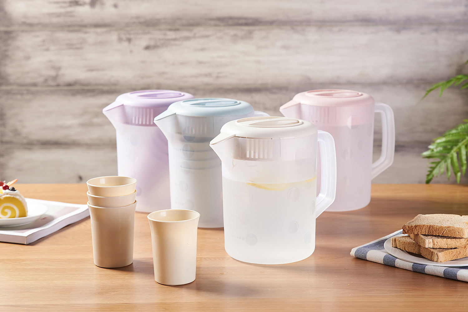 冷水壶家用耐高温水杯大容量泡茶高颜值塑料壶创意一壶四杯茶具详情9