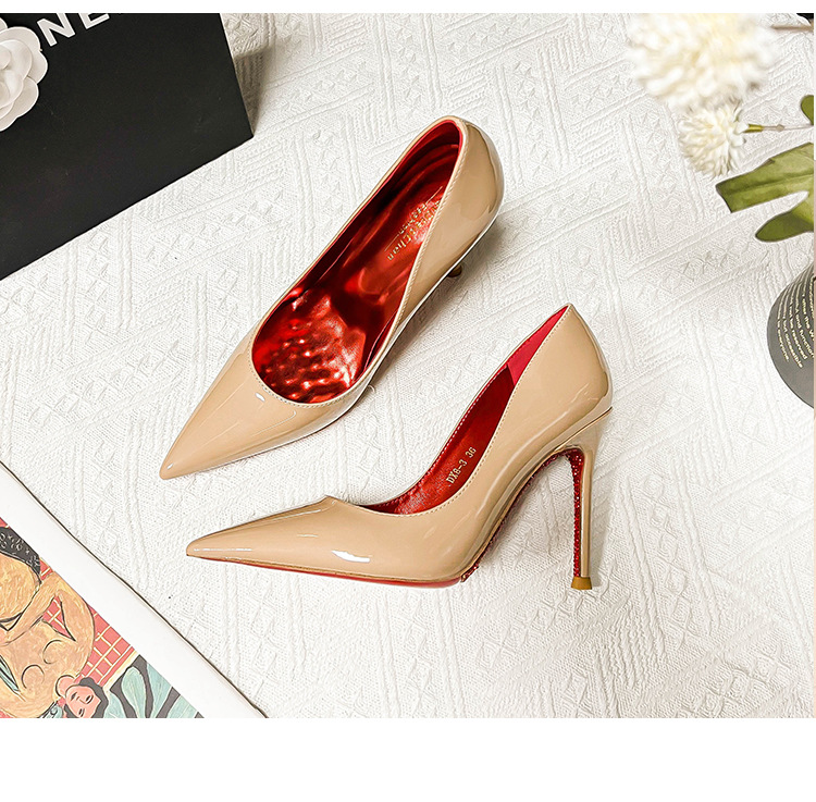 C家水钻红底侧空全包细高跟鞋女尖头浅口性感气质百搭法式网红详情26
