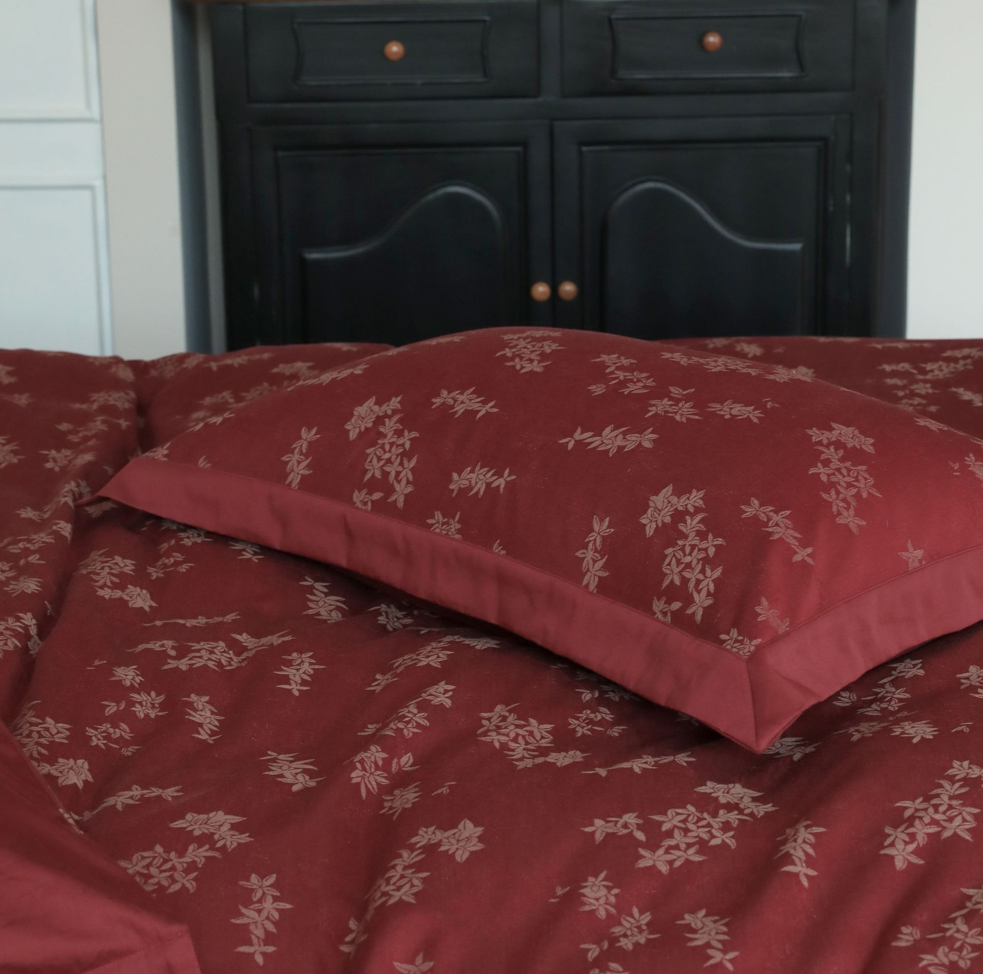 Class A retro jacquard all-cotton wedding four-piece set, a red pure cotton high-end wedding room bedding pic 24