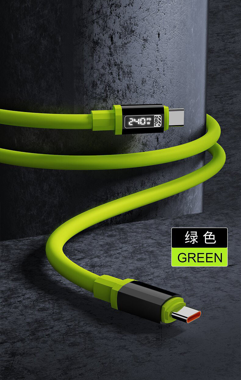 加长款硅胶充电线240W快充数据线适用TYPE-C苹果15/16华为手机线详情13