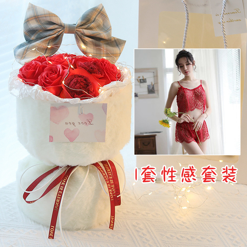 国潮可爱兔子耳朵花束仿真香皂玫瑰花永生花妇女节生日礼物送女友闺蜜详情8