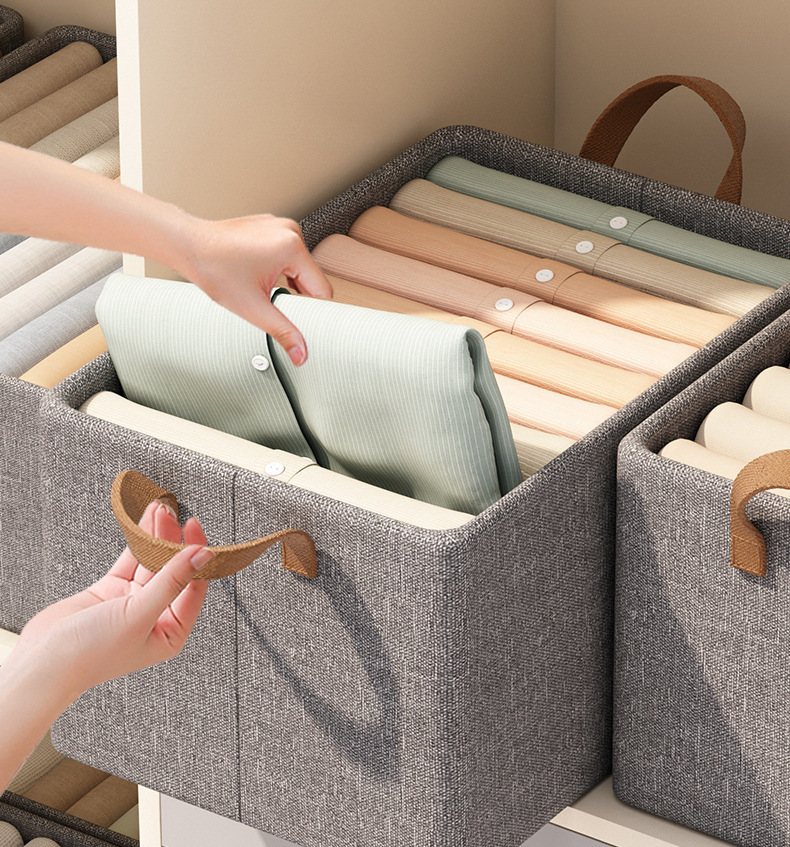 收纳分层卧室收纳柜布艺家用分格折叠裤子收纳盒收纳筐衣服收纳箱详情6