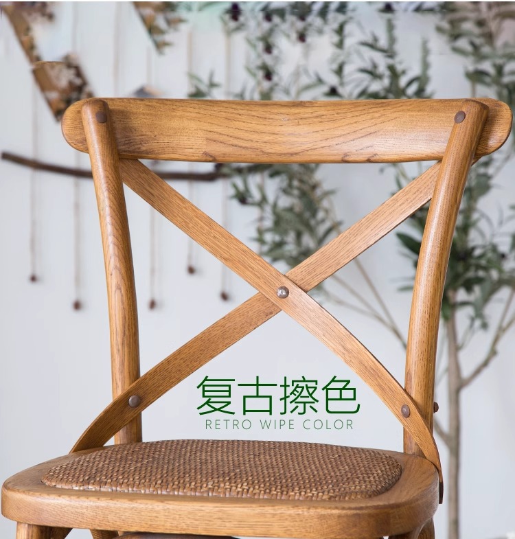 American retro trendy coffee shop solid wood chairs, simple tavern light luxury home bar chairs, high-legged backrest high bar stools pic 8