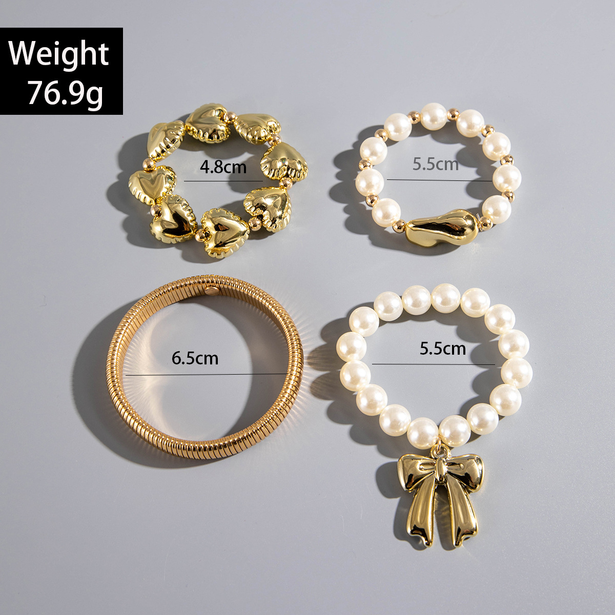 欧美跨境新款多层线条缠绕几何开口手镯套装朋克风波浪形串珠手链详情65