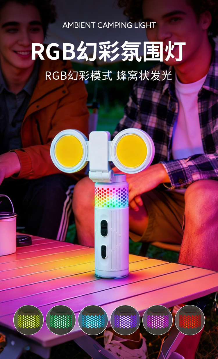 Cross-border COB high-intensity multi-functional color-changing light, strong magnetic work light, RGB marquee light, long-lasting rechargeable camping light, garden light, outdoor floor-standing lighting fixtures pic 5