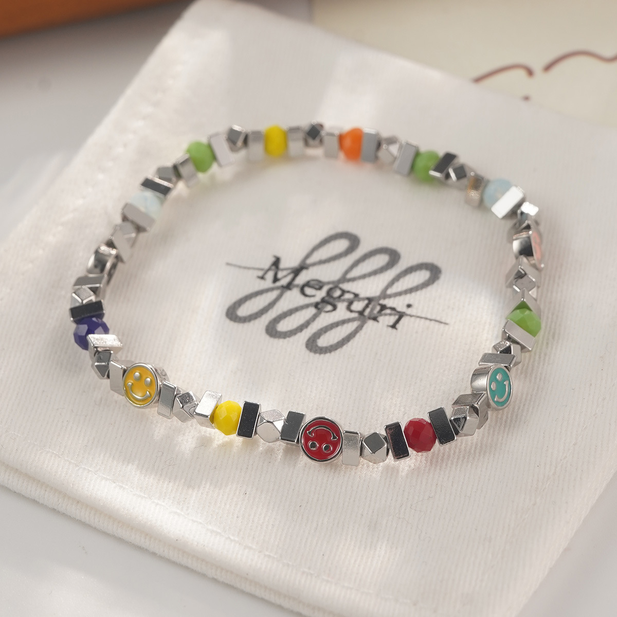 Summer dopamine heart-shaped flower beaded InS-style niche smiley face emoji simple and sweet bracelet for women pic 20