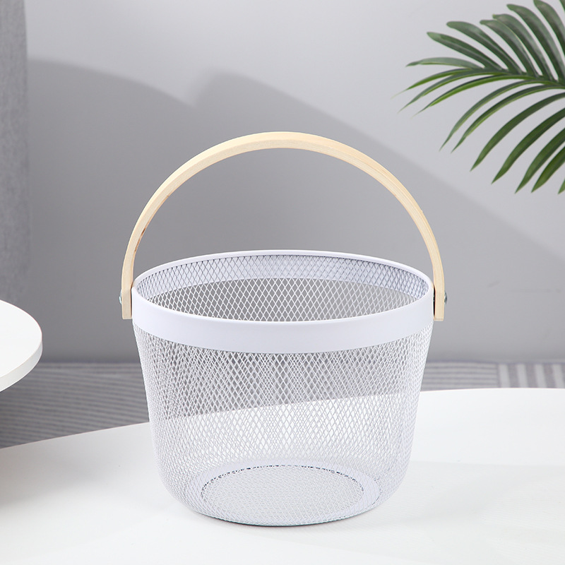 Factory direct supply storage baskets, iron art souvenir baskets, hollowed-out wooden handle fruit baskets, draining baskets and vegetable baskets pic 9