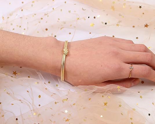 New fashionable double-line knotted open brass bracelet, simple knotted open adjustable bracelet, simple, niche and cool pic 3
