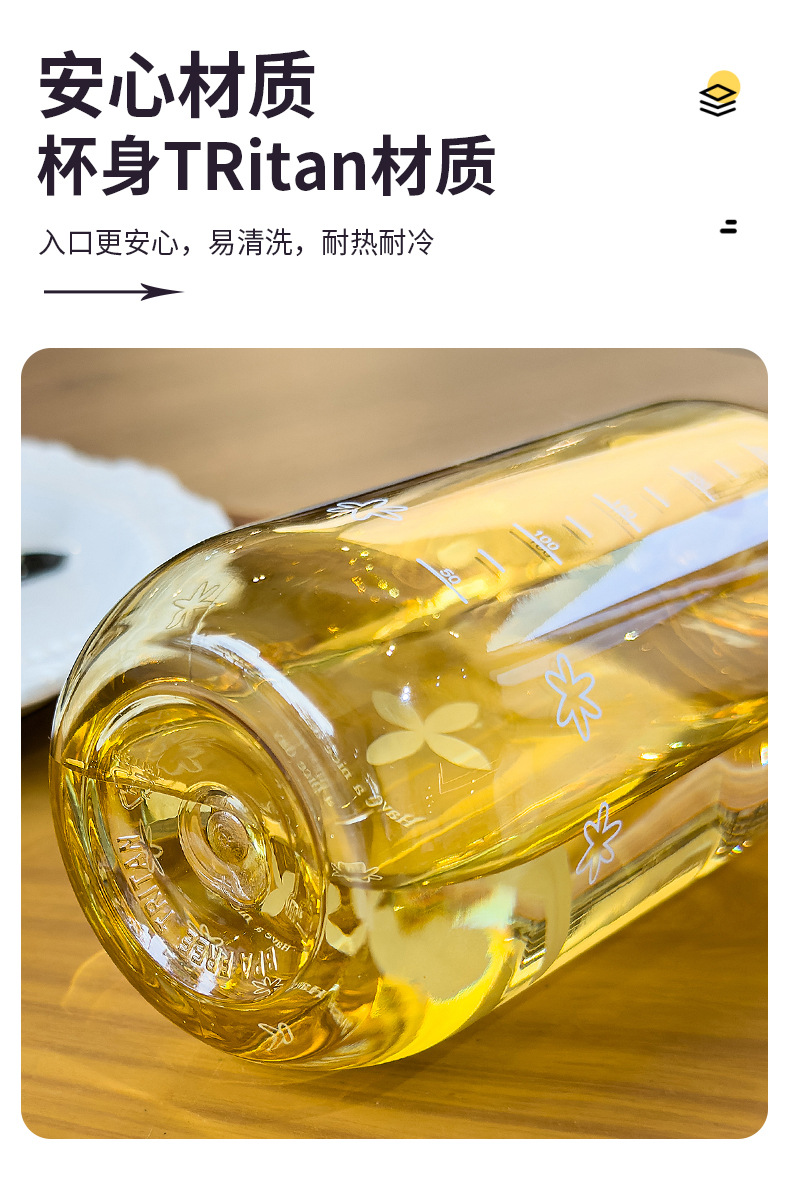 Hand-held plastic cup with scale, portable student cup for both men and women, transparent Tritan material pic 5