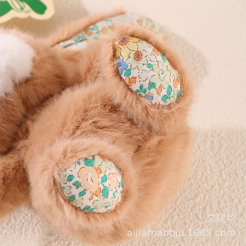 Cartoon floral ear-patterned Bonnie Rabbit plush toy pendant, cute ear-hanging little rabbit bag pendant, doll wholesale pic 8