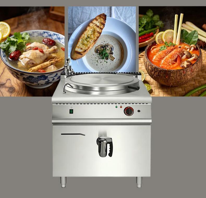Kaiping large pot stove commercial electric heating gas double-layer soup pot, school canteen, hotel beef and mutton soup pot, kitchen equipment pic 6