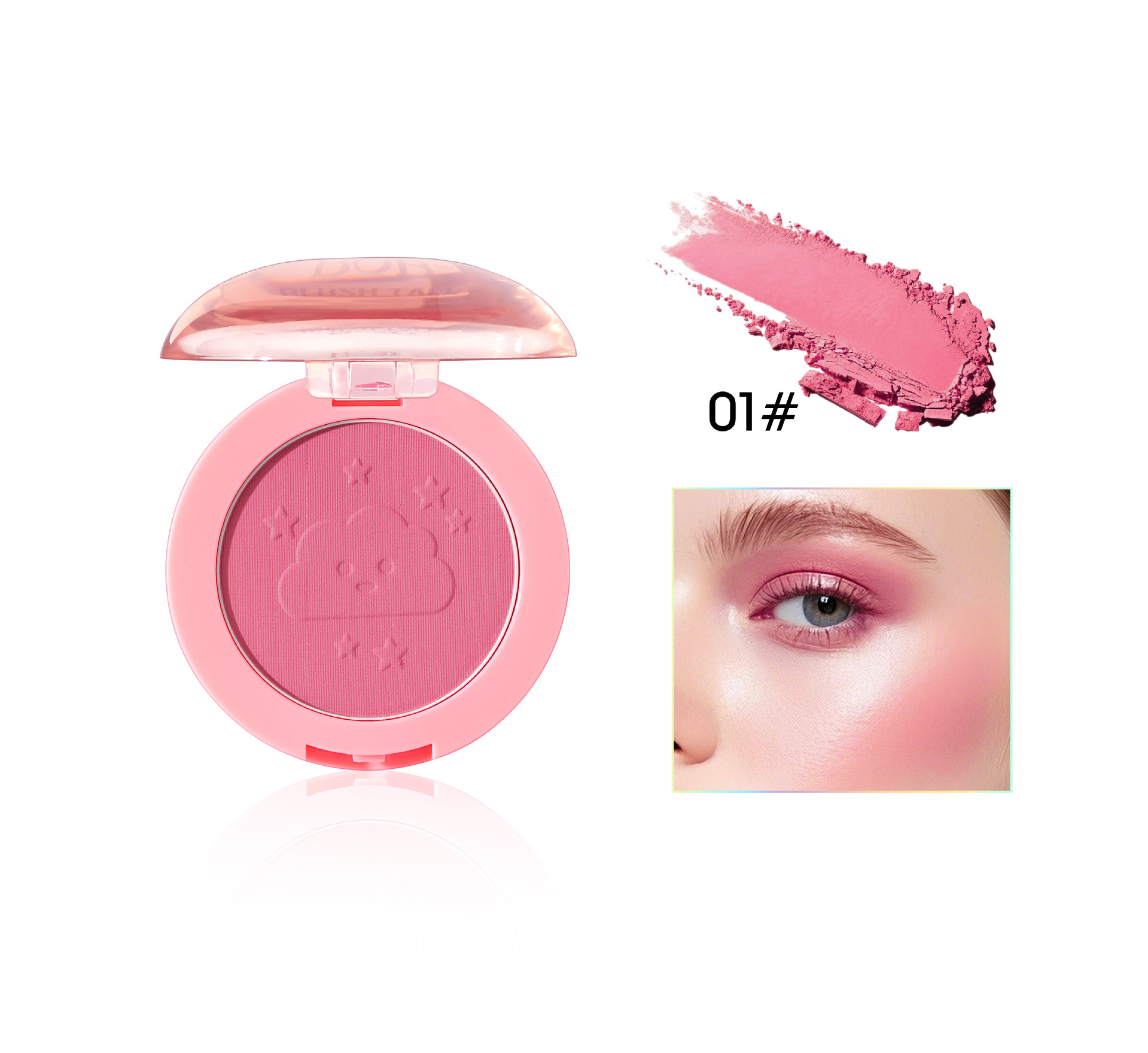 Cross-border bob Puffy, soft and misty blush, cheek color, pleasant atmosphere, matte and matte look, long-lasting makeup, girlish pink blush powder pic 9
