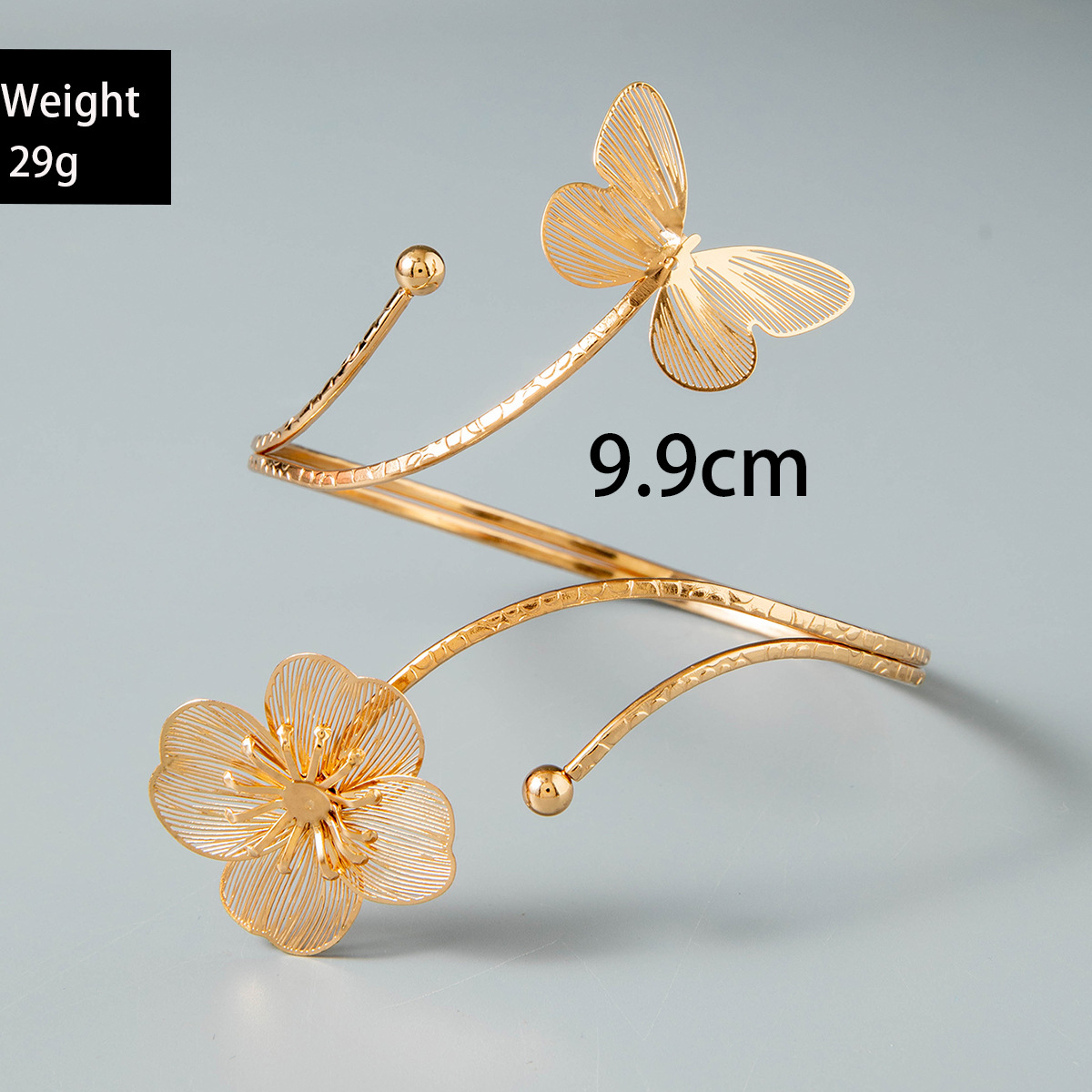 亚马逊跨境个性冷淡风海星手臂镯线条计感蝴蝶环形开口臂镯女详情120