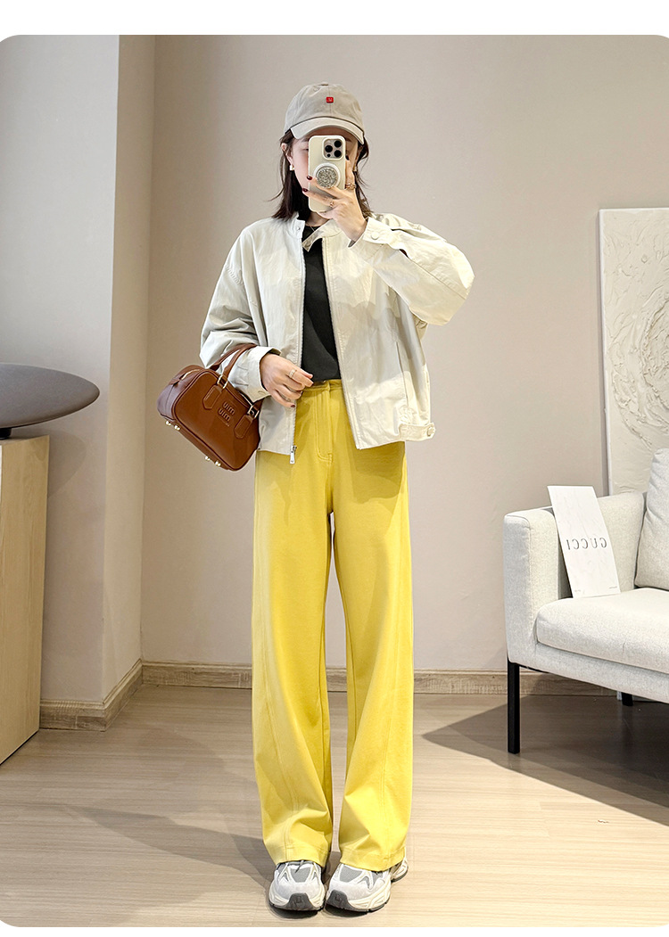 Spring/Summer 2025 Silk Australian cotton denim casual pants for women, Lyocell micro-elastic anti-wrinkle double-cut line style narrow wide-leg pants pic 10
