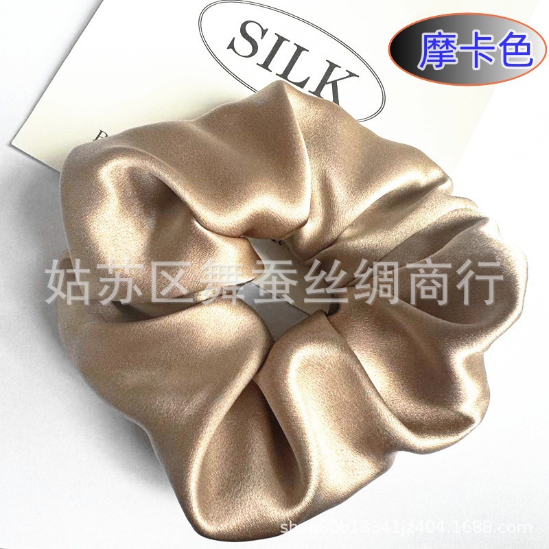 重磅30姆米素色6CM护发桑蚕丝真丝头饰发绳无痕大肠发圈批发零售详情14