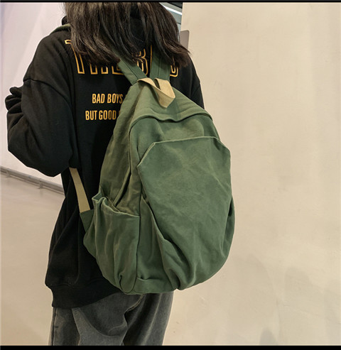 书包女ins风复古森系帆布双肩包日系原宿高中大学生简约百搭背包详情30