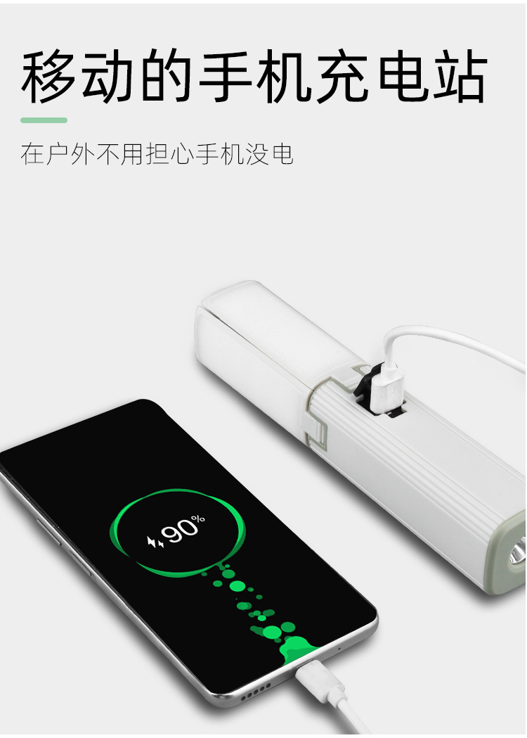 户外可折叠四叶露营挂灯带电显便捷式长续航USB充电应急照明电筒详情7