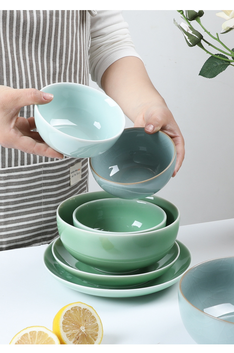 陶瓷碗厂家直销高颜值饭碗家用米饭碗青瓷中式餐具新中式创意青瓷详情3