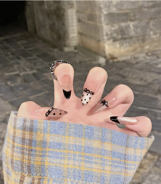 2025 New handcrafted rich girl blue sparkling cat-eye on Instagram bestseller detachable wearable nail pic 9