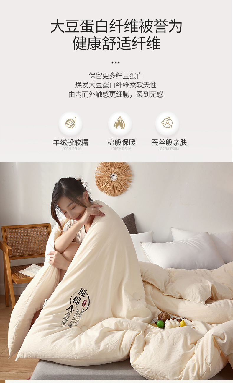 A类母婴大豆纤维被原棉加厚冬被宿舍酒店春秋夏被芯高端礼品被子详情13