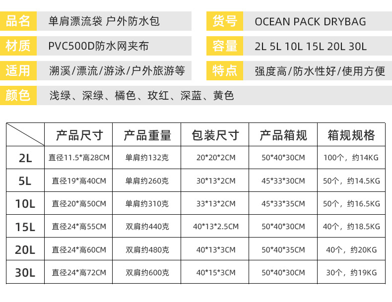 工厂定制户外露营防水双肩包手机防水袋浮潜背包沙滩潜水桶包漂流详情5