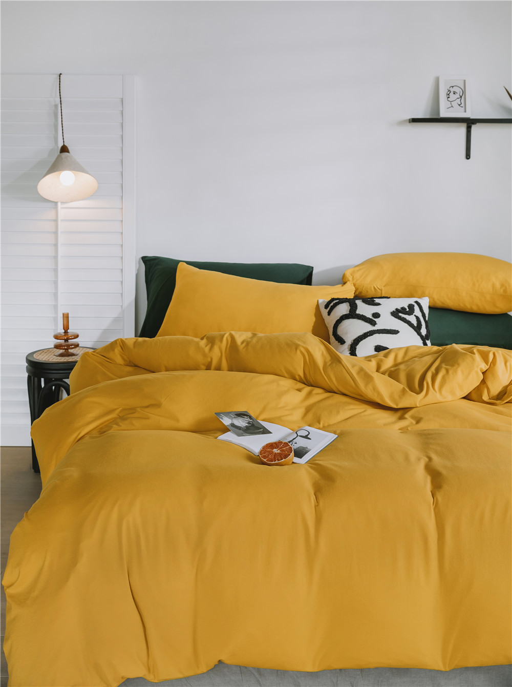 ins Japanese-style solid color all-cotton knitted cotton four-piece set, skin-friendly nude sleeping plain double-layer Indian cotton bed sheet pic 14