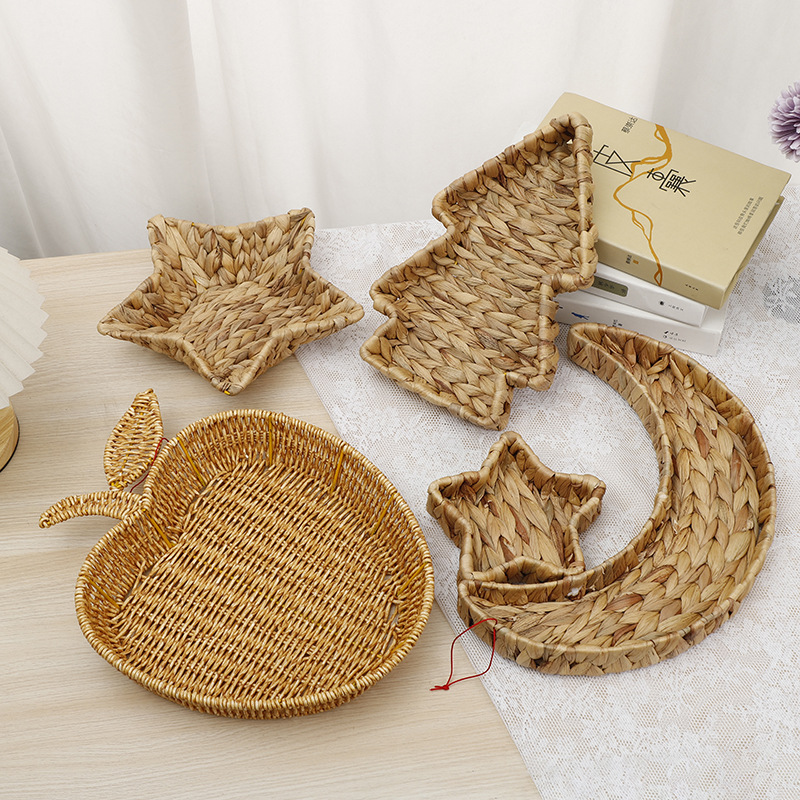 Multi-functional solid wood fruit box, Vietnamese snack decoration fruit plate, plastic electroplated acrylic printed soup plate, 8-inch tableware set pic 2